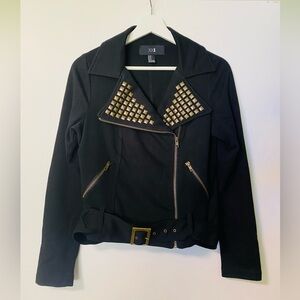 FOREVER 21 Black Sweatshirt Studded Moto Jacket - Size US M